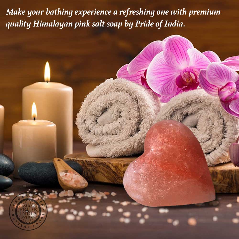 Himalayan Pink Salt Heart Shape Soap by Pride of India – Mineral Rich – Massage Bar/ Spa Ritual at Home – Chemical-free/Natural Occurring Salt Crystals Soap – Good for Skin/Hydrating